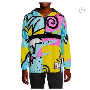 Graffiti windbreaker hoodie with hat
